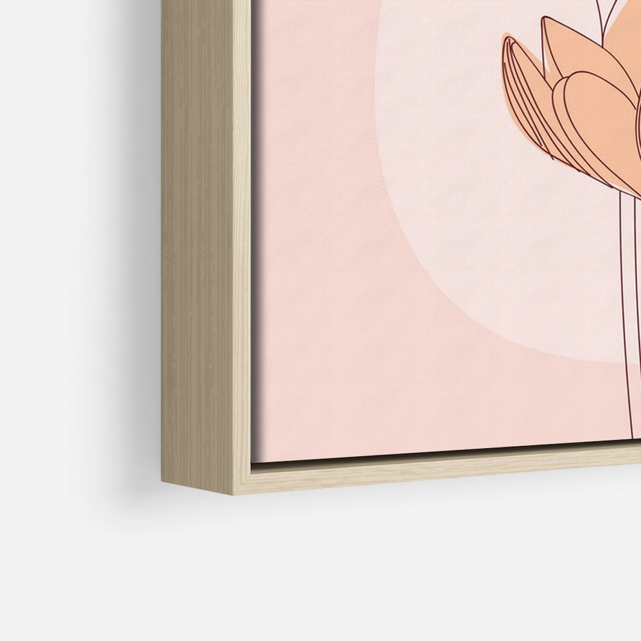 Obraz w ramie 70x100 - Przenikające Kształty - minimalistyczny plakat, pudrowe kwiaty - rama drewno