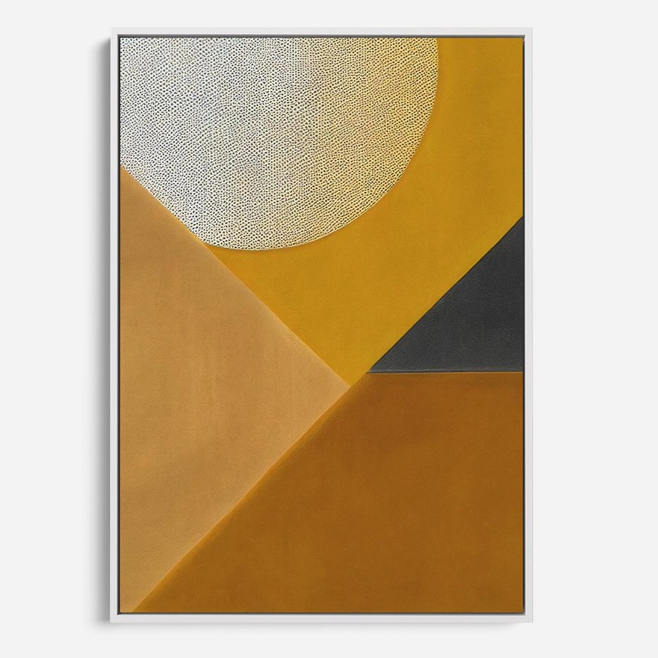 Obraz w ramie 80x120 - Harmonia migoczących ognisk - intensywne ciepłe kolory, słoneczny żółty - rama biała