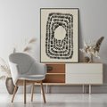 Obraz w ramie 50x70 - Zaklęte Wnętrza - boho plakat, czarne kropki kreski - rama czarna