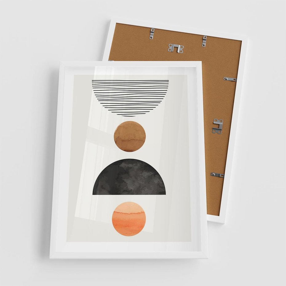 Plakat w ramie 50x70 - Geometryczna Przygoda - nowoczesna grafika, geometria - rama biała