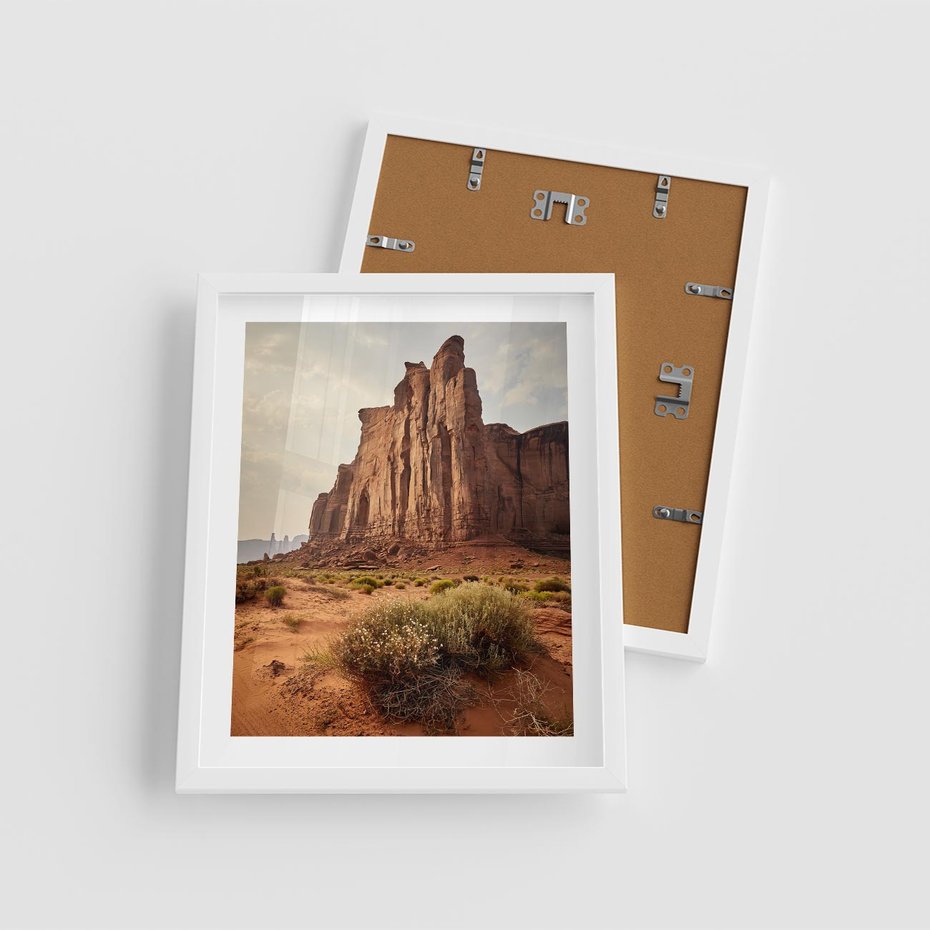 Plakat w ramie 40x50 - Pejzaż pustynnego kanionu - pustynia, kanion - rama biała