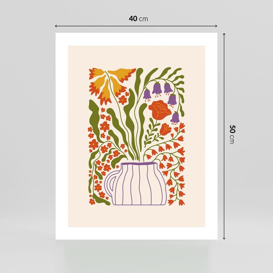 Plakat bez ramy 40x50 - Świeżość Kwiatów - kwiaty w wazonie, minimalistyczna kompozycja