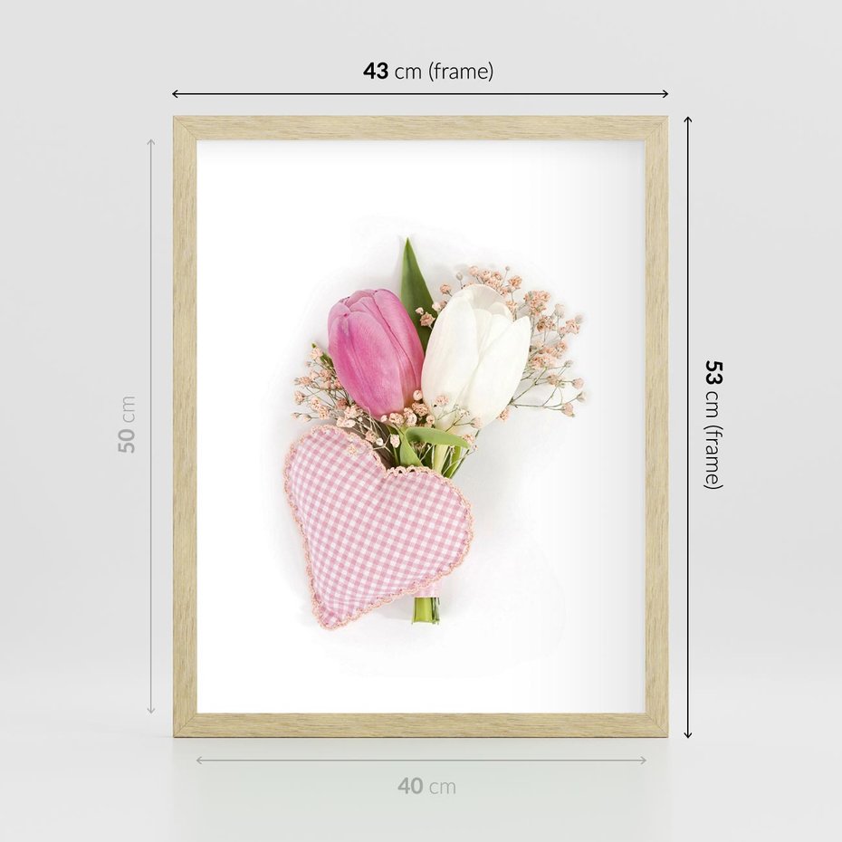 Plakat w ramie 40x50 - Kolorowa Harmonia - kwiaty, bukiet - rama drewno