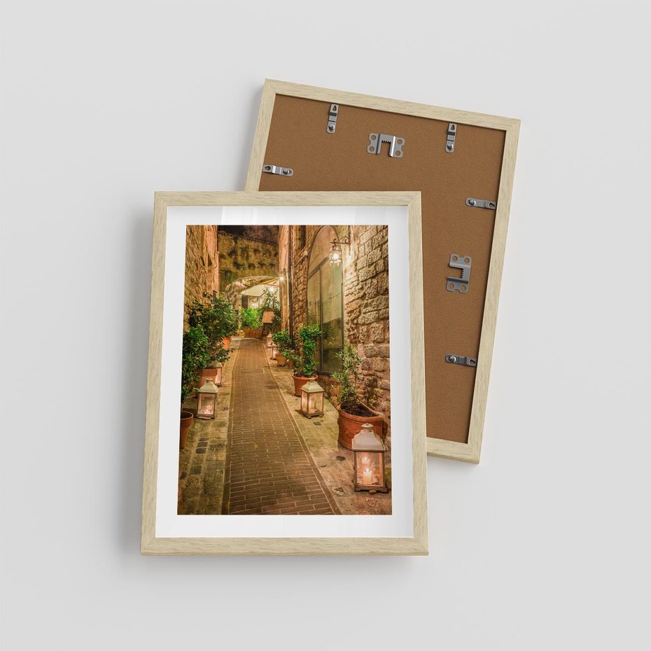 Plakat w ramie 30x40 - Perspektywa Uliczki Miejskiej - uliczka, perspektywa - rama drewno