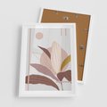 Plakat w ramie 50x70 - Pastelowa Uroda Natury: Kwiat z Złotymi Akcentami - pastelowa grafika, kwiat - rama biała
