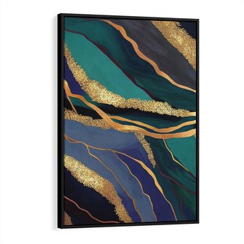 Obraz w ramie 50x70 - Sztorm malarskich emocji - marmur, abstrakcyjna grafika - rama czarna