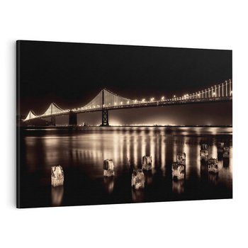 Obraz na płótnie 120x80 - Most nocą nad rzeką - noc, most