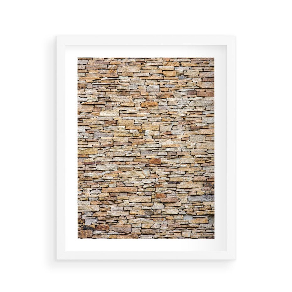 Plakat w ramie 40x50 - Mur z cegieł - surowa elegancja - mur, cegły - rama biała
