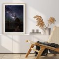 Plakat w ramie 50x70 - Gwiaździsta Noc na Pustyni - noc na pustyni, gwiździste niebo - rama drewno