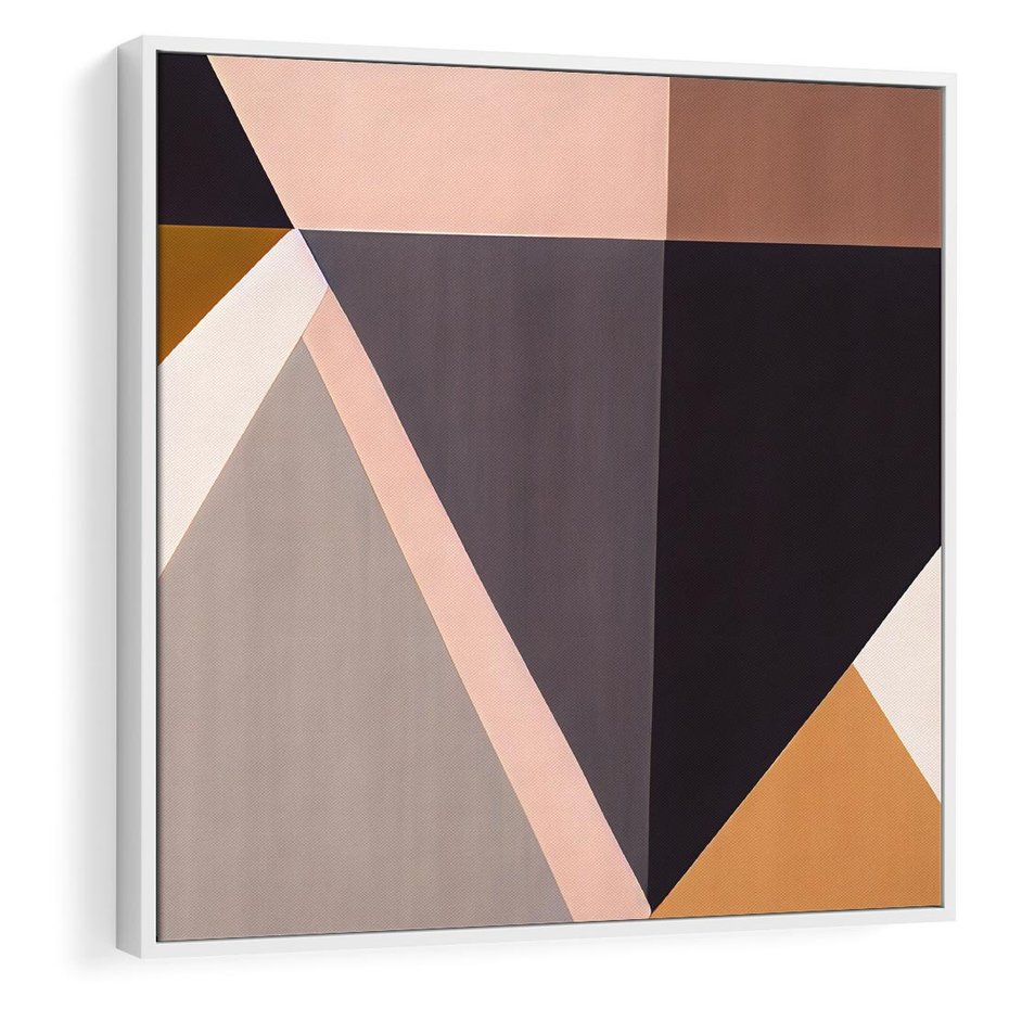 Obraz w ramie 50x50 - Trójkąty Wnętrz - abstrakcja, geometryczne kształty - rama biała
