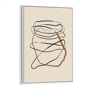 Obraz w ramie 80x120 - Bezczasowe Kontury - abstrakcyjne linie, zaplątane - rama biała