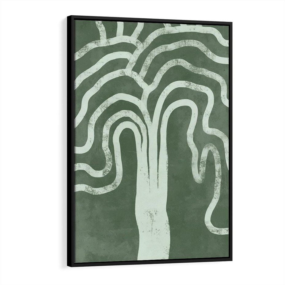 Obraz w ramie 70x100 - Inspirujące Zawiłości Zieleni - abstrakcyjny kształt, zielony plakat - rama czarna