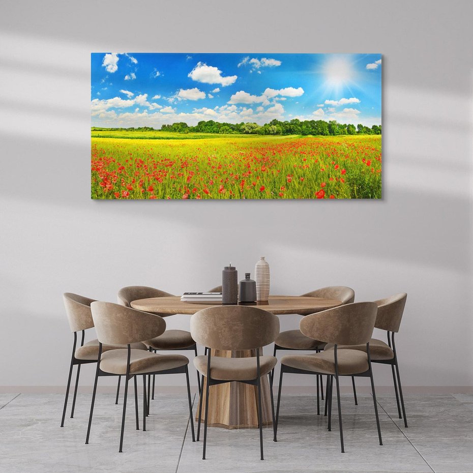 Obraz na płótnie 140x70 - Malownicze maki na łące - maki, łąka