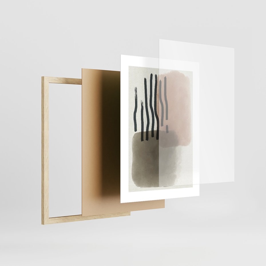 Zestaw obrazy w ramie 50x70 galeria - Abstrakcyjna, akwarela, nowoczesna - rama drewno