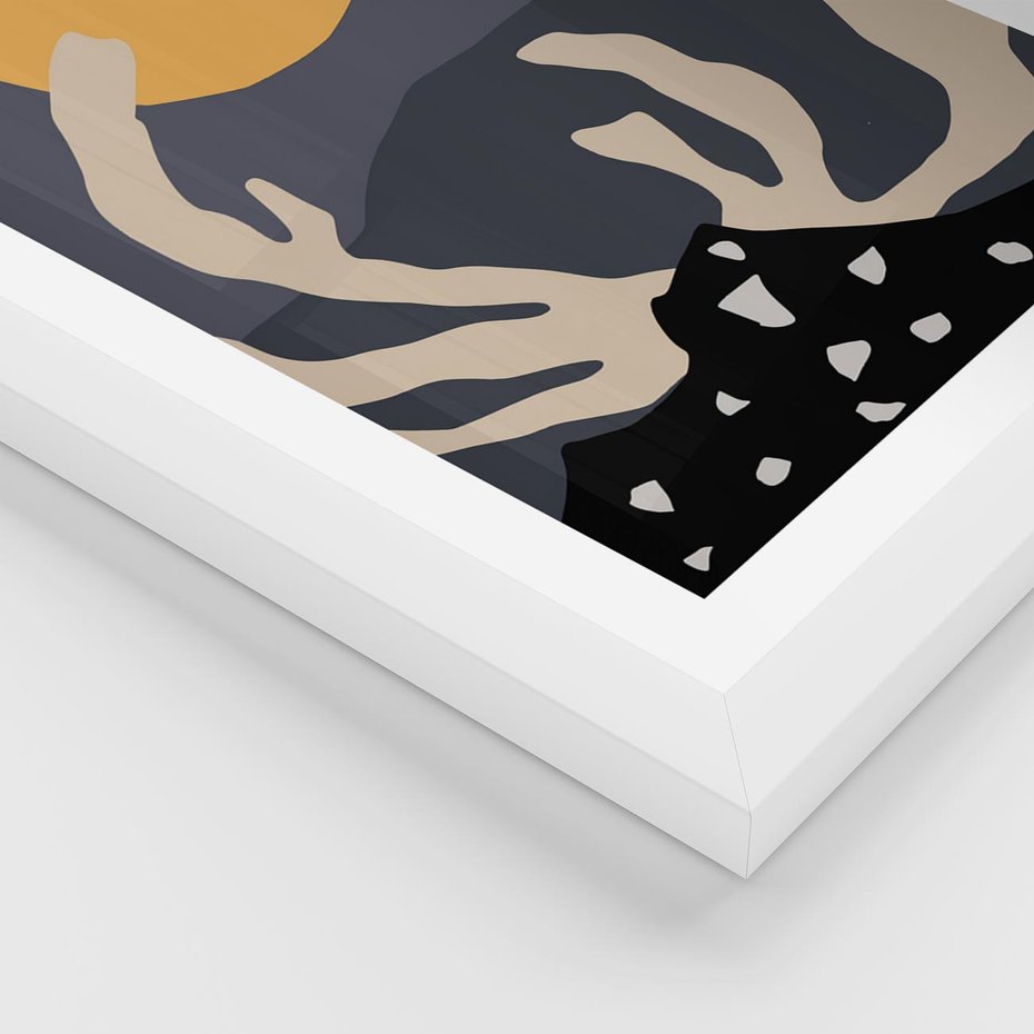 Plakat w ramie 40x50 - Tajemniczy Księżyc - nowoczesna sztuka, plakat - rama biała