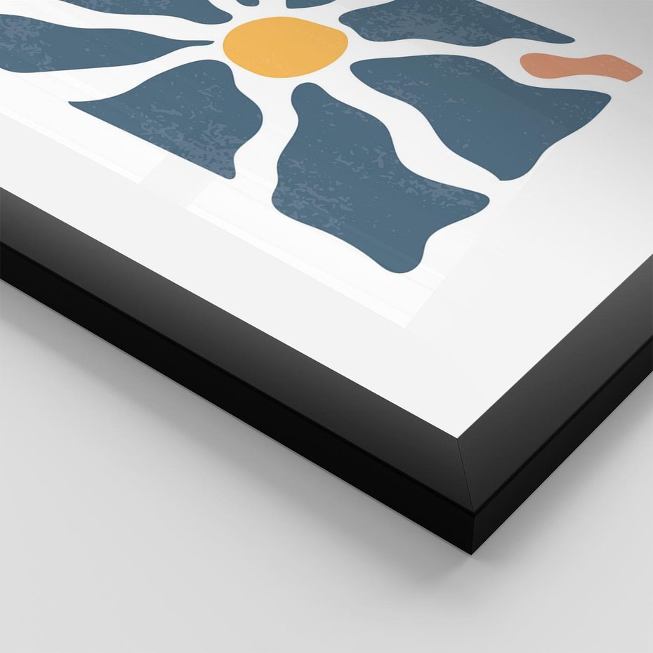 Plakat w ramie 30x40 - Kwiatowy Rezonans - nowoczesna kwiatowa grafika, styl retro - rama czarna