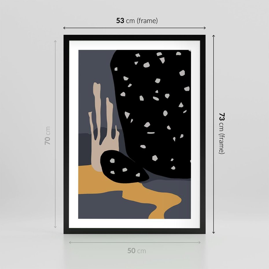Plakat w ramie 50x70 - Formy Szarości - ciemny, mroczny plakat - rama czarna