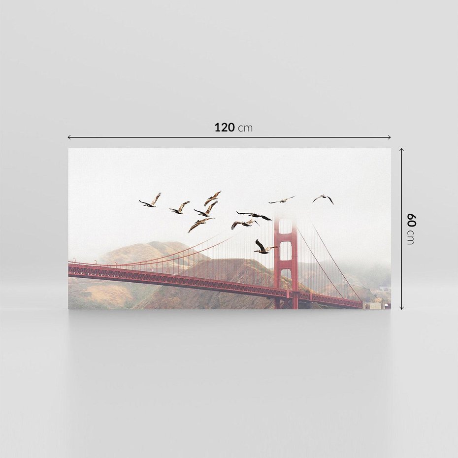 Obraz na płótnie 120x60 - Mewy przy Złotej Bramie - mewy, Golden Gate