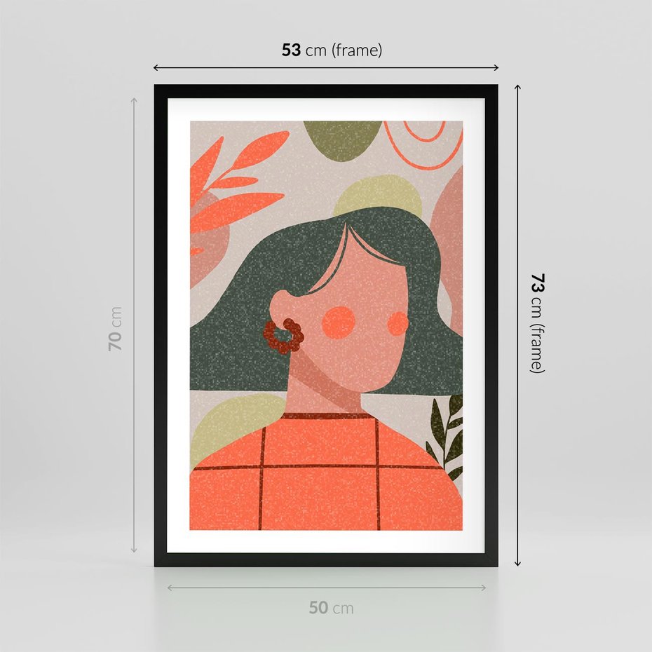 Plakat w ramie 50x70 - Kobiecy Portret Duszy - nowoczesny plakat, styl retro - rama czarna