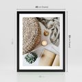 Plakat w ramie 40x50 - Przytulna Kompozycja Lifestyle - kompozycja lifestyle, wiklina - rama czarna