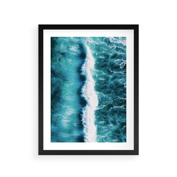 Plakat w ramie 30x40 - Błękitna Siła Oceanu - fale, ocean - rama czarna