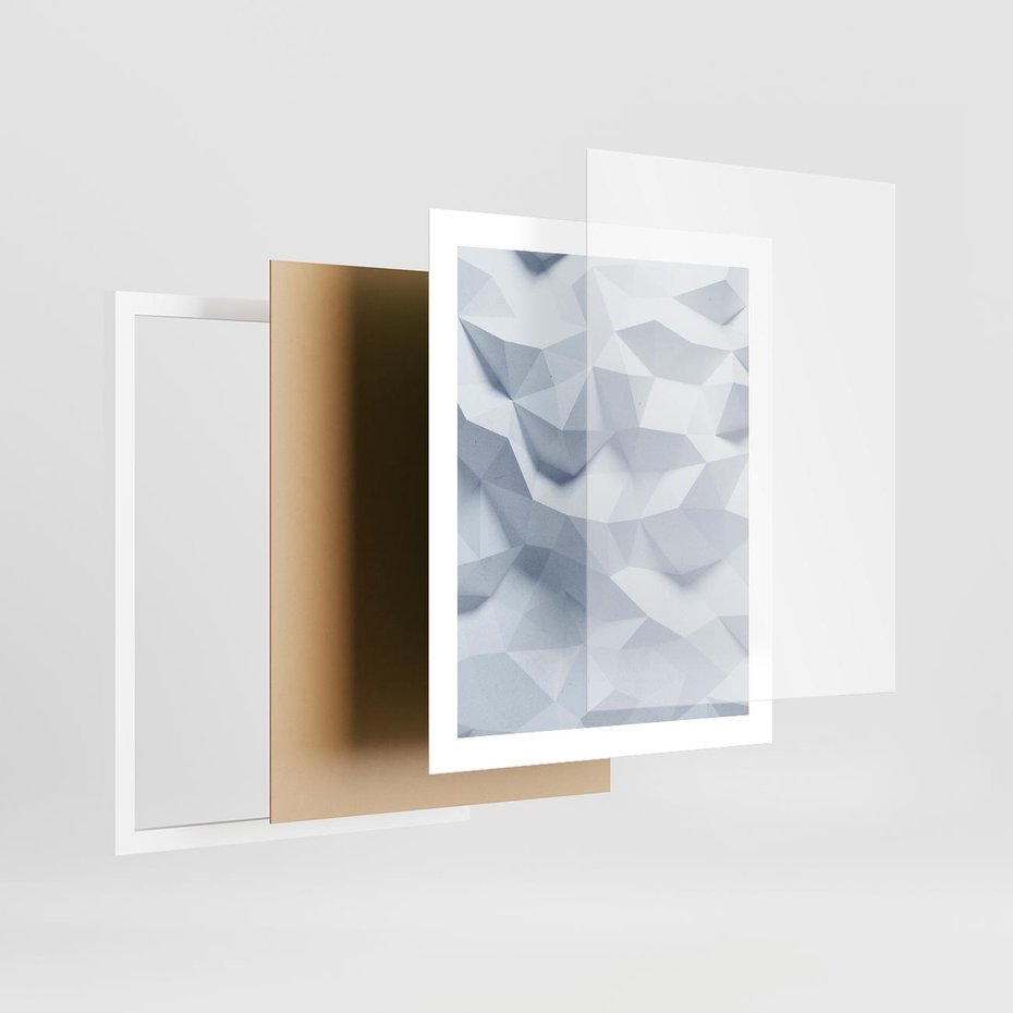 Plakat w ramie 40x50 - Trójwymiarowa geometria - geometria, 3d - rama biała