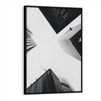 Obraz w ramie 50x70 - Nowoczesna Dynamika - perspektywa, wieżowce - rama czarna