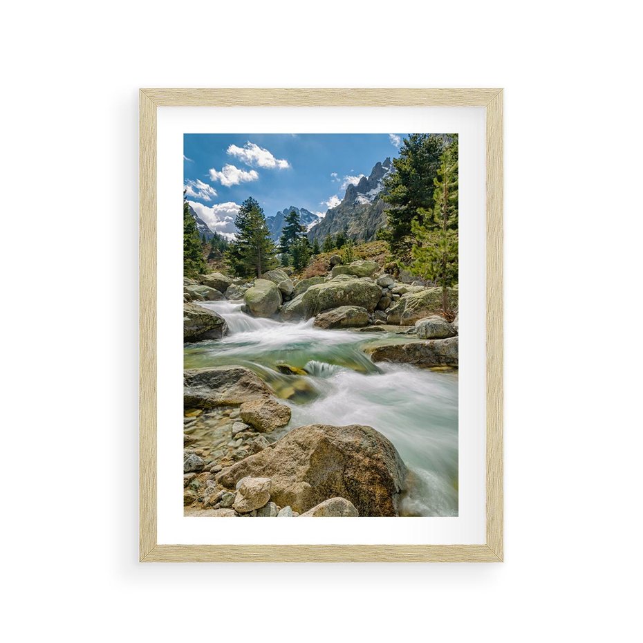 Plakat w ramie 30x40 - Górski strumyk w harmonii - strumyk, górski - rama drewno