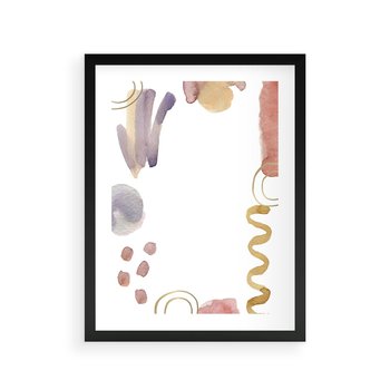 Plakat w ramie 30x40 - Wibracje Pastelowych Odcieni - abstrakcyjny plakat, akwarelowe plamy - rama czarna