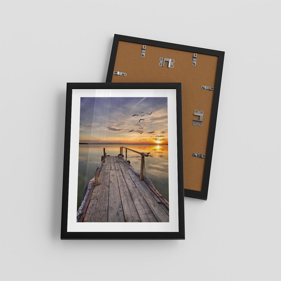Plakat w ramie 30x40 - Zachód Słońca na Pomostcie - zachód, słońca - rama czarna