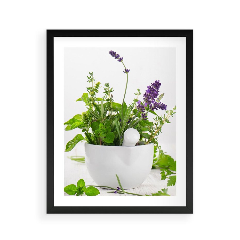 Plakat w ramie 40x50 - Kwiaty i zioła w restauracji - kwiaty, zioła - rama czarna