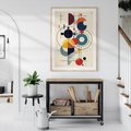 Plakat w ramie 50x70 - Rozbijające Barwne Granice - abstrakcyjna geometryczna kompozycja, koła linie - rama drewno