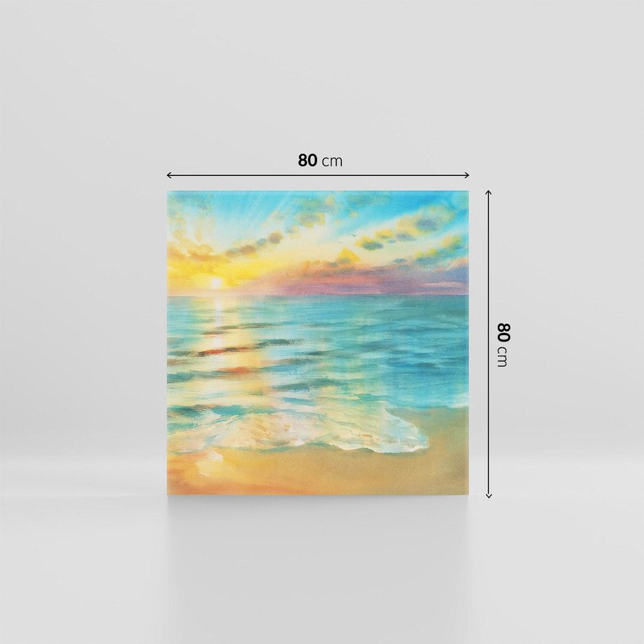 Obraz na płótnie 80x80 - Objawienie Fioletowego Świtu - fioletowy wschód słońca, słońce wschodzi nad morzem