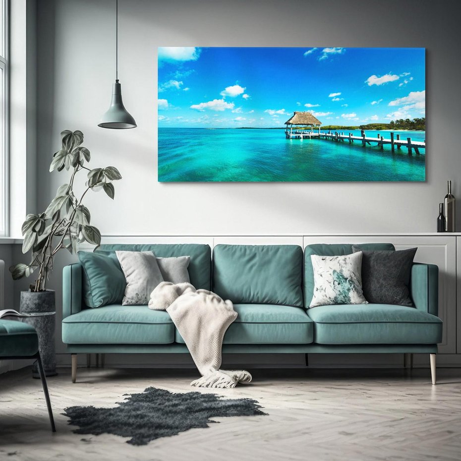 Obraz na płótnie 140x70 - Lazur na Plaży - plaża, lazur