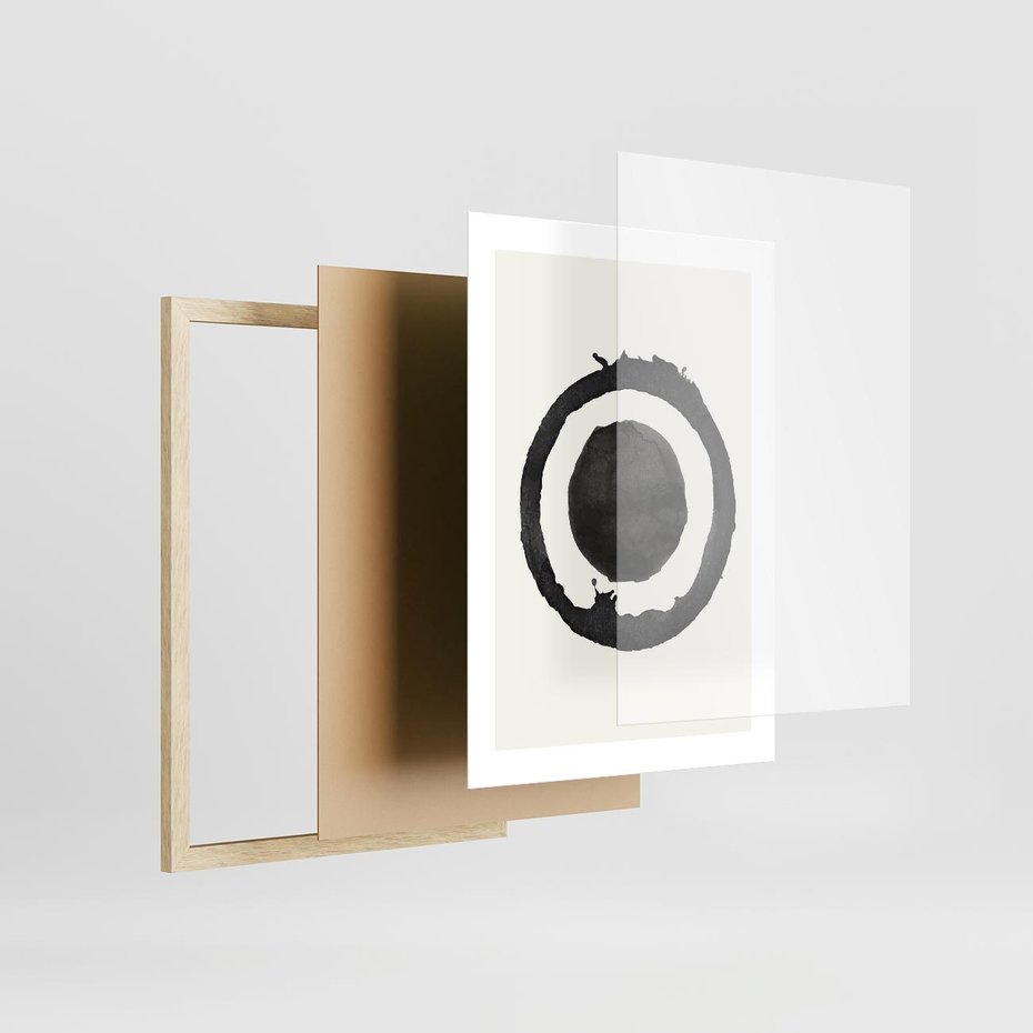 Plakat w ramie 30x40 - Harmonijne Emocje - abstrakcyjne plamy okręgi, akwarelowe - rama drewno