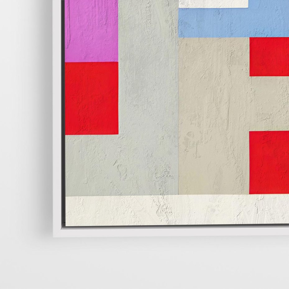 Obraz w ramie 80x80 - Bezczasowe Przenikanie Kształtów - abstrakcyjne geometryczne kształty, olejny obraz - rama biała