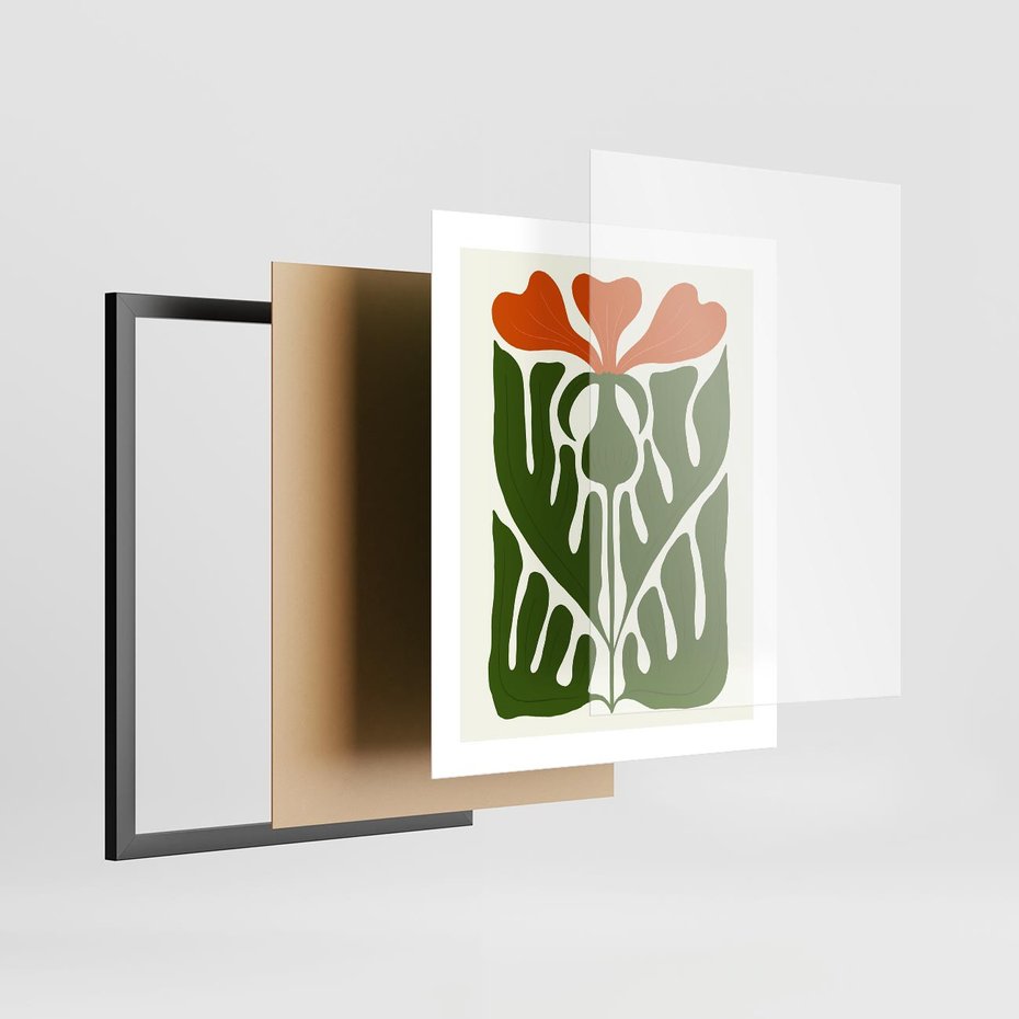 Plakat w ramie 40x50 - Minimalistyczny Urok Kwiatu - kwiat, sztuka nowoczesna - rama czarna