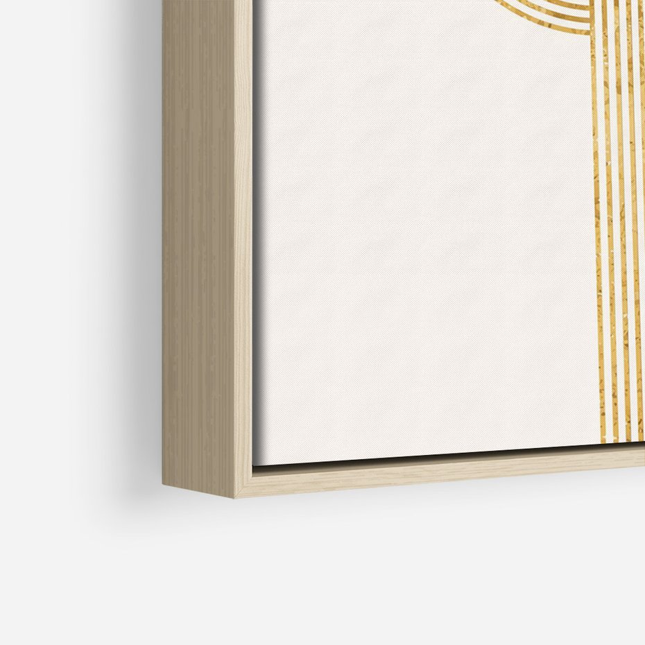 Obraz w ramie 80x120 - Podróżne Kształty - geometryczne linie w złotym kolorze, minimalizm - rama drewno