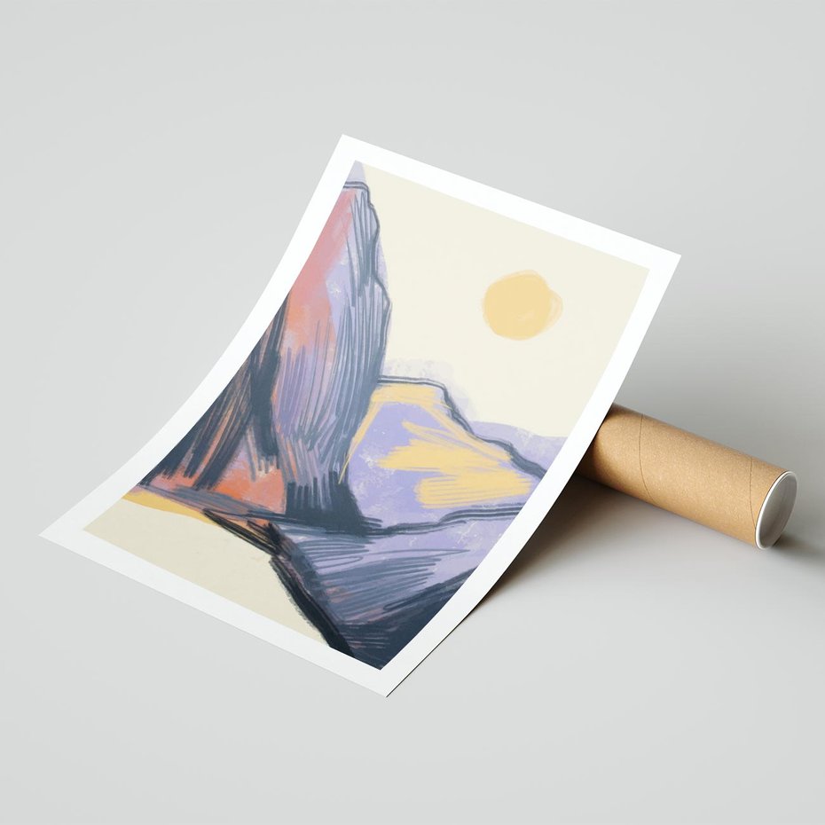 Plakat bez ramy 50x70 - Ponad Szczytami - pastelowy krajobraz, nowoczesny plakat
