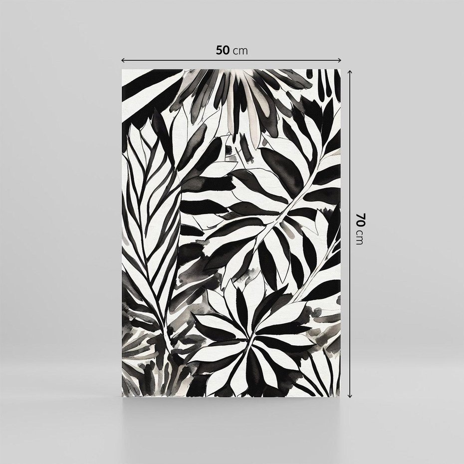 Obraz na płótnie 50x70 - Czarne Liście - akwarelowy obraz, czarno biały