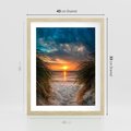 Plakat w ramie 40x50 - Magia zachodu słońca na plaży - zachód, słońca - rama drewno