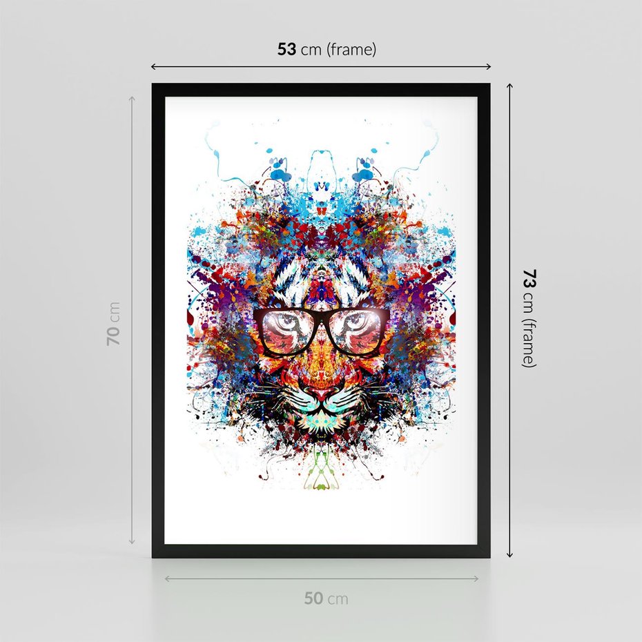Plakat w ramie 50x70 - Tygrys w graficznej oprawie - tygrys, grafika - rama czarna