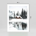 Plakat bez ramy 40x50 - Urok Zimowego Krajobrazu - domek w górach, zima