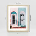 Plakat w ramie 40x50 - Urok Starych Drzwi - stare retro drzwi kamienicy, pastelowe kolory - rama drewno