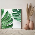Obraz w ramie 50x50 - Monstera - Liście Kwiaty - monstera, liście - rama drewno