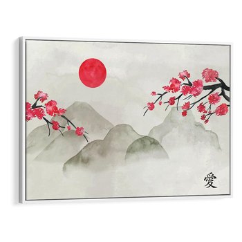 Obraz w ramie 120x80 - Harmonia Japandi - styl japandi, japonia - rama biała