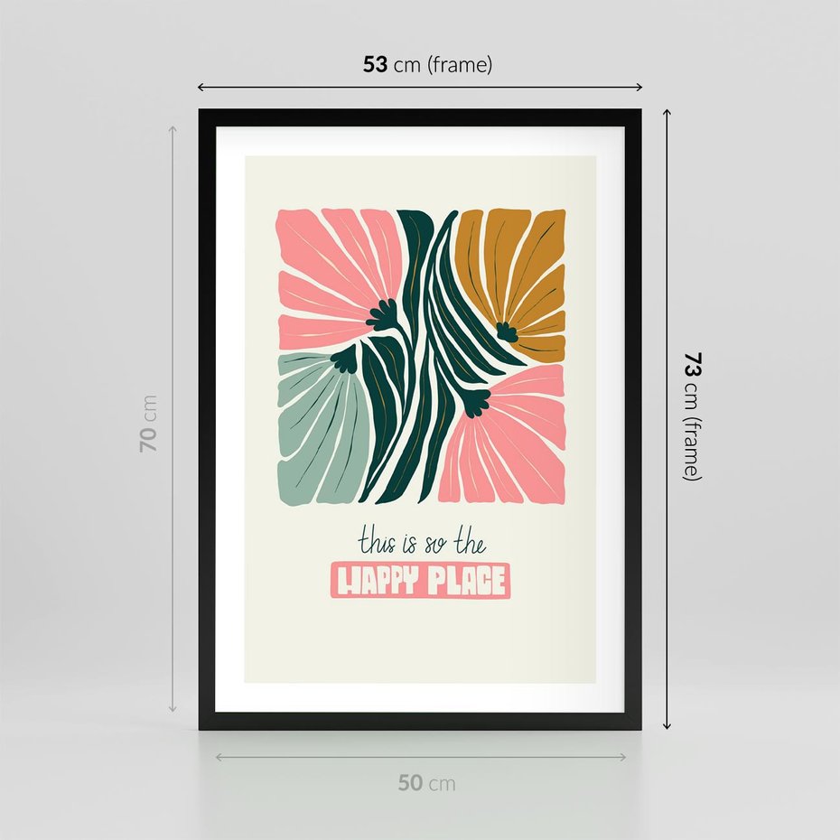 Plakat w ramie 50x70 - Impresje kwiatowej abstrakcji - retro kwiatowa grafika, kompozycja - rama czarna