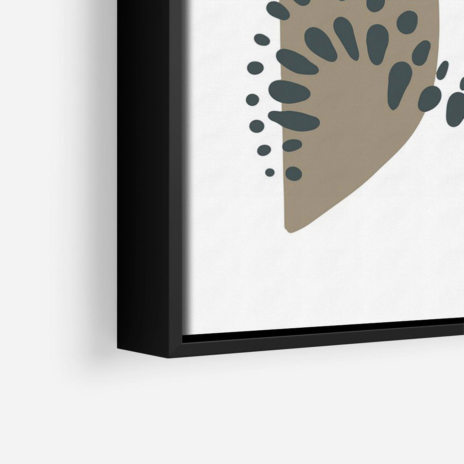 Obraz w ramie 70x100 - Harmonia Akwarelowych Przestrzeni - abstrakcyjna kompozycja z kropek kresek i kółek, odcienie brązu i beżu - rama czarna