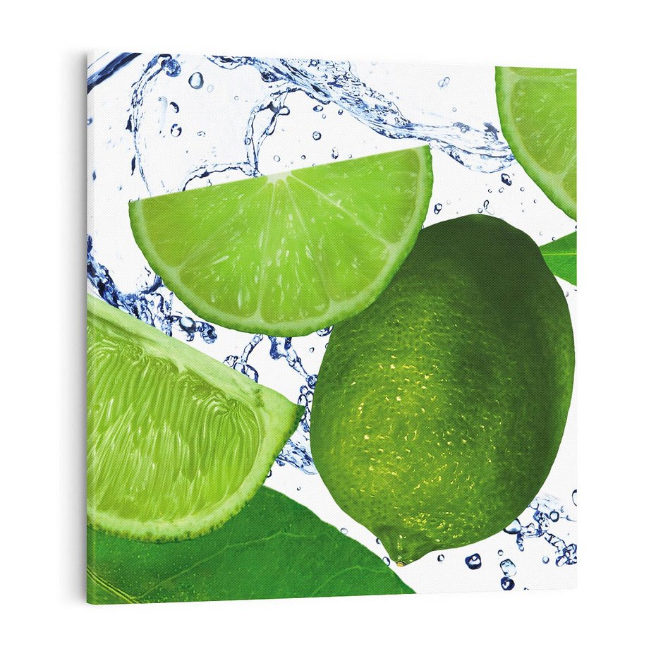 Obraz na płótnie 70x70 - Świeże limonki - limonki, woda