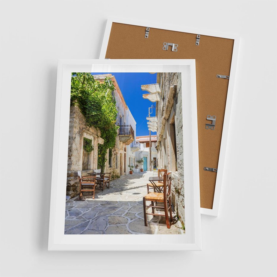 Plakat w ramie 50x70 - Magiczny Spacer - uliczka, perspektywa - rama biała